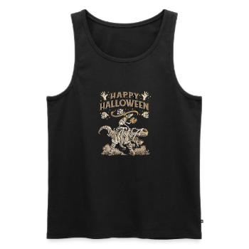 Halloween 2022 T-Rex Skelett Junge Kürbis Kostüm - Männer Premium Bio Tank Top - Schwarz - Vorne - Michal (187cm)