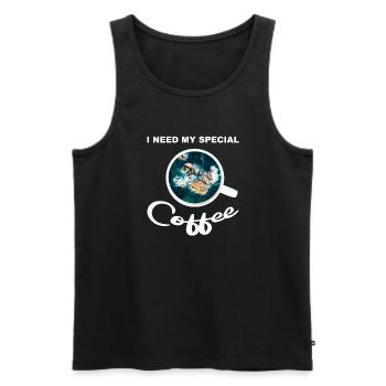 Tasse à café avec des rochers et la mer - café spécial - Débardeur bio Premium Homme - noir - Devant - Michal (187cm)