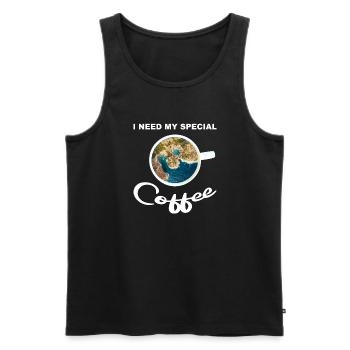 Kaffeetasse mit Stand und Meer - special coffee - Männer Premium Bio Tank Top - Schwarz - Vorne - AI Model Male 178 light (178cm)