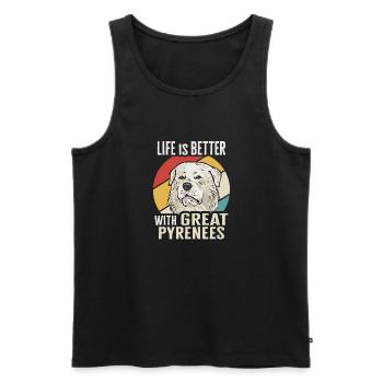 Das Leben ist besser mit einem Großen Pyrenäen - Männer Premium Bio Tank Top - Schwarz - Vorne - Michal (187cm)