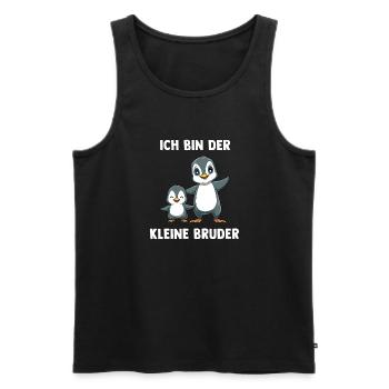 Pinguine Kleiner Bruder - Ich bin der kleine - Männer Premium Bio Tank Top - Schwarz - Vorne - Michal (187cm)