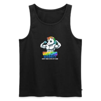 Papacorn Dad Unicorn Security Dont Mess With My - Männer Premium Bio Tank Top - Schwarz - Vorne - Michal (187cm)