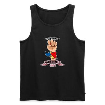 Romanian Girl Unbreakable I Romanian Heritage I - Men's Premium Organic Tank Top - black - Front - AI Model Male 178 light (178cm)