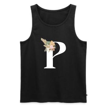 Buchstabe P blumig - Männer Premium Bio Tank Top - Schwarz - Vorne - AI Model Male 178 light (178cm)
