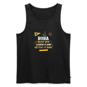 Boba Messy Bun Lesson Plans Funny Teacher Humor - Men's Premium Organic Tank Top - black - Front - AI Model Male 178 light (178cm)