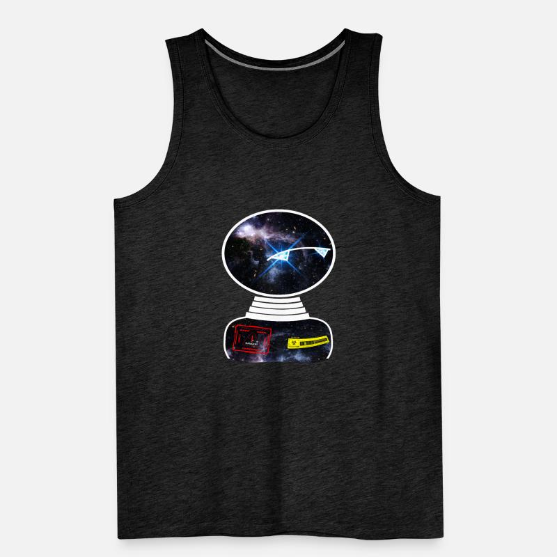 Robot Space Space observes warning sign Men's Premium Organic Tank Top