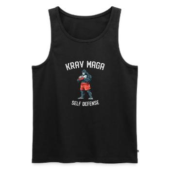 Krav Maga Selbstverteidigung Gorilla-Kämpfer - - Männer Premium Bio Tank Top - Schwarz - Vorne - Michal (187cm)