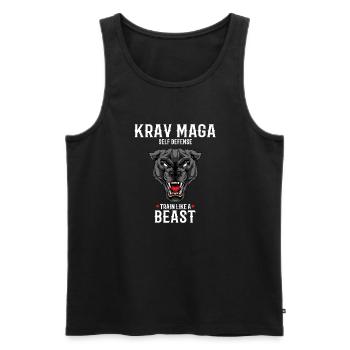 Krav Maga Panther - Trainieren wie eine Bestie - - Männer Premium Bio Tank Top - Schwarz - Vorne - Michal (187cm)