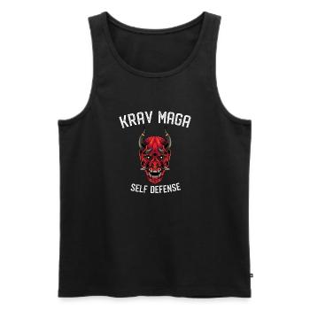 Krav Maga Selbstverteidigung Oni Demon - - Männer Premium Bio Tank Top - Schwarz - Vorne - Michal (187cm)