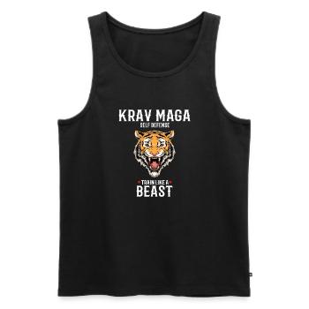 Krav Maga Tiger - Trainieren wie eine Bestie - - Männer Premium Bio Tank Top - Schwarz - Vorne - Michal (187cm)