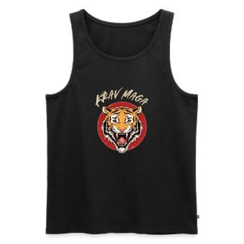 Krav Maga Tiger - Israelische - Männer Premium Bio Tank Top - Schwarz - Vorne - Michal (187cm)