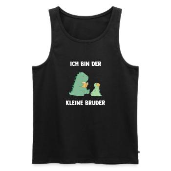 Dino Brüder Kleiner Bruder - Ich bin der kleine - Männer Premium Bio Tank Top - Schwarz - Vorne - Michal (187cm)