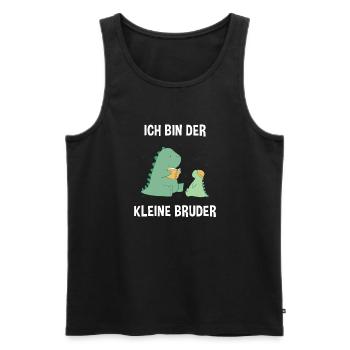 Dino Brüder Kleiner Bruder - Ich bin der kleine - Männer Premium Bio Tank Top - Schwarz - Vorne - Michal (187cm)