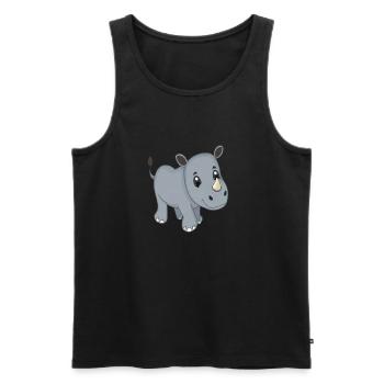 Rhinocéros de dessin animé Kawaii - Débardeur bio Premium Homme - noir - Devant - Michal (187cm)