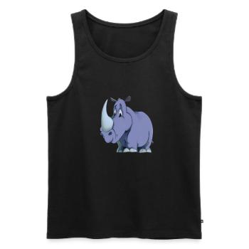 Kawaii Cartoon Rhino - Men's Premium Organic Tank Top - black - Front - Michal (187cm)