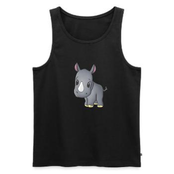 Rhinocéros de dessin animé Kawaii - Débardeur bio Premium Homme - noir - Devant - Michal (187cm)