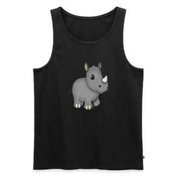 Rhinocéros de dessin animé Kawaii - Débardeur bio Premium Homme - noir - Devant - Michal (187cm)