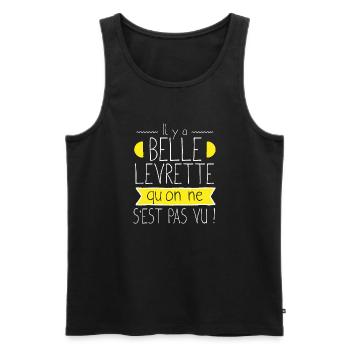 Il y a belle levrette qu'on ne s'est pas vu cadeau - Débardeur bio Premium Homme - noir - Devant - AI Model Male 178 light (178cm)