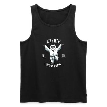 Karate Panda Crane Kick - Niedliches Karate - Männer Premium Bio Tank Top - Schwarz - Vorne - AI Model Male 178 light (178cm)