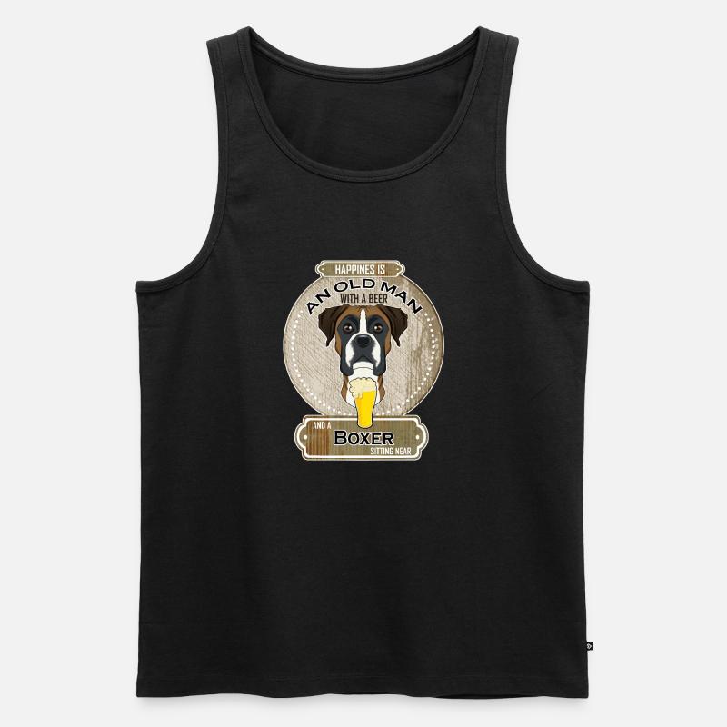 Boxer Dad Beer Lover - Männer Premium Bio Tank Top - Schwarz