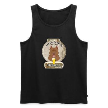 Pitbull Dad Beer Lover - Männer Premium Bio Tank Top - Schwarz - Vorne - Michal (187cm)