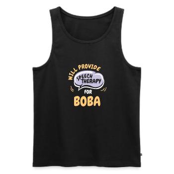 Provide Speech Therapy for Boba Funny Speech - Men's Premium Organic Tank Top - black - Front - AI Model Male 178 light (178cm)