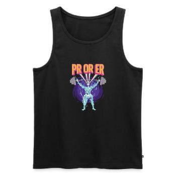 Entraînement Musculation Gym Haltérophilie - Débardeur bio Premium Homme - noir - Devant - Michal (187cm)