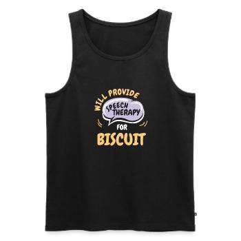 Provide Speech Therapy for Biscuit Funny Speech - Men's Premium Organic Tank Top - black - Front - AI Model Male 178 light (178cm)