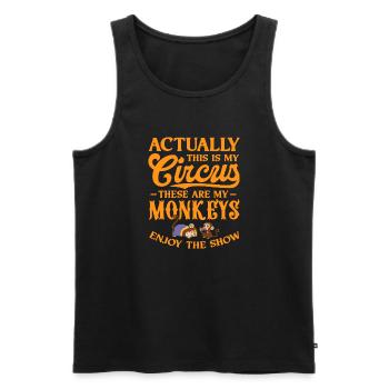 Actually This Is My Circus – Monkey Lover Circus - Men's Premium Organic Tank Top - black - Front - AI Model Male 178 light (178cm)