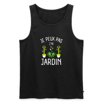JARDIN JARDINAGE 1 - Débardeur bio Premium Homme - noir - Devant - Michal (187cm)