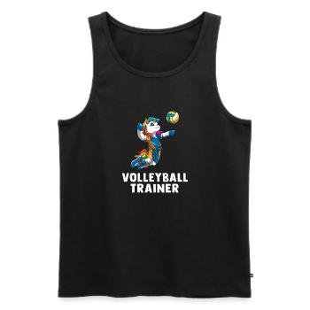 Volleyball Trainer - Niedliches Volleyball Einhorn - Männer Premium Bio Tank Top - Schwarz - Vorne - Michal (187cm)