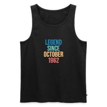 Octobre 1962 - Cadeau du 60e anniversaire. Légende. - Débardeur bio Premium Homme - noir - Devant - AI Model Male 178 light (178cm)