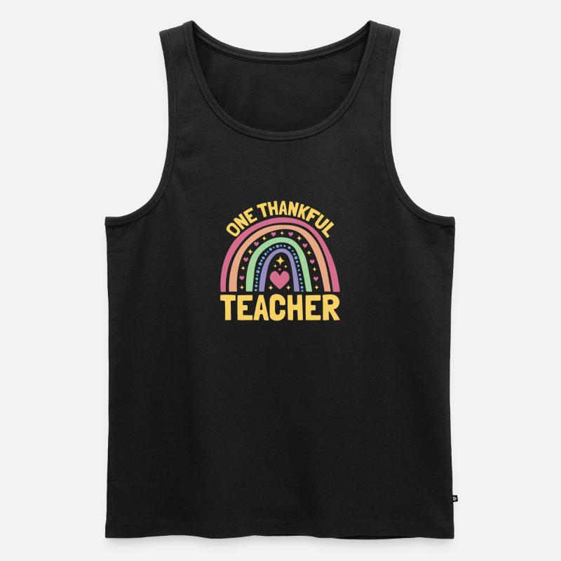 One Thankful Teacher Lehrer - Männer Premium Bio Tank Top - Schwarz
