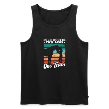 Reiterin Reiten Four Hooves Two Legs One Team - Männer Premium Bio Tank Top - Schwarz - Vorne - Michal (187cm)