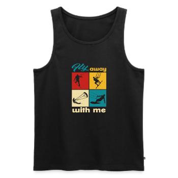 Fly away with me. Lifestyle Vintage Design - Men's Premium Organic Tank Top - black - Front - AI Model Male 178 light (178cm)
