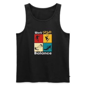 Work Kite Balance. Lifestyle Vintage Design, Work - Männer Premium Bio Tank Top - Schwarz - Vorne - Michal (187cm)
