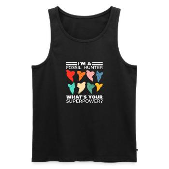 Megalodon Shark Tooth Fossil Collector Gift - Men's Premium Organic Tank Top - black - Front - Michal (187cm)