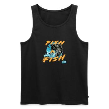 Pêchez là où se trouvent les poissons. Pêche, Pêche - Débardeur bio Premium Homme - noir - Devant - AI Model Male 178 light (178cm)