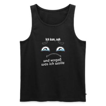 Ich kam, sah und vergaß was ich wollte. - Männer Premium Bio Tank Top - Schwarz - Vorne - Michal (187cm)