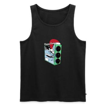 PC de jeu avec Beanie Funny Gambler Outfit Noël - Débardeur bio Premium Homme - noir - Devant - Michal (187cm)