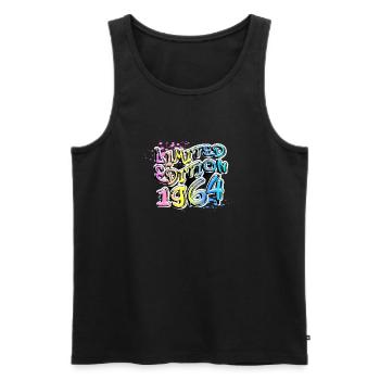 Limited Edition 1964 Graffiti - Men's Premium Organic Tank Top - black - Front - Michal (187cm)