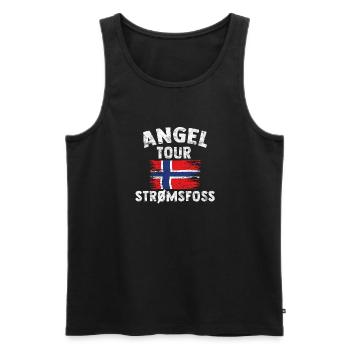 STRÖMSFOSS - Angel Tour Norwegen Personalisierbar - Männer Premium Bio Tank Top - Schwarz - Vorne - Michal (187cm)