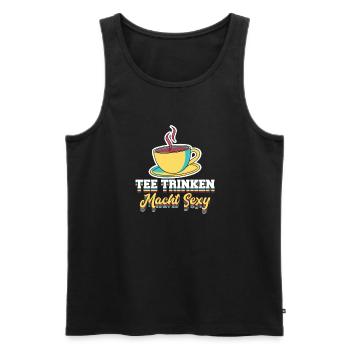 Lustiges gemütlich Bio Tee Trinker Spruch design - Männer Premium Bio Tank Top - Schwarz - Vorne - Michal (187cm)