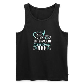 Lustiges gemütlich Bio Tee Trinker Spruch design - Männer Premium Bio Tank Top - Schwarz - Vorne - Michal (187cm)