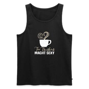 Lustiges gemütlich Bio Tee Trinker Spruch design - Männer Premium Bio Tank Top - Schwarz - Vorne - Michal (187cm)