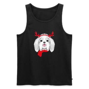 Pretty Shih Tzu wearing Christmas horns - Men's Premium Organic Tank Top - black - Front - Michal (187cm)