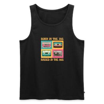Born In The 70s Raised In The 80s - Men's Premium Organic Tank Top - black - Front - AI Model Male 178 light (178cm)