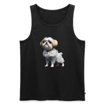 Shih Tzu Dog - Shih Tzu - Men's Premium Organic Tank Top - black - Front - AI Model Male 178 light (178cm)