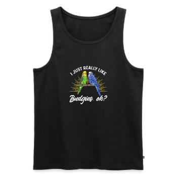 Budgerigar Parakeet Bird Pet Gift - Men's Premium Organic Tank Top - black - Front - AI Model Male 178 light (178cm)