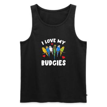 Budgerigar Parakeet Bird Pet Gift - Men's Premium Organic Tank Top - black - Front - AI Model Male 178 light (178cm)